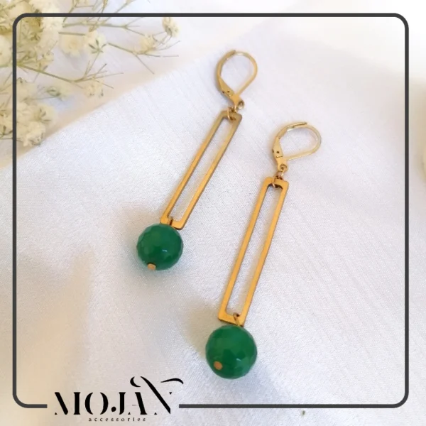 گوشواره استیل با سنگ عقیق کد850